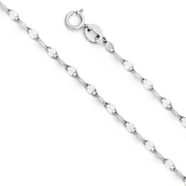 14k Solid White Gold 1.2mm Classic Rolo Cable Chain Link Necklace with Spring Ring Clasp American Set Co 14k Solid White Gold 1.2mm Classic Rolo Cable Chain Link Necklace with Spring Ring Clasp American Set Co